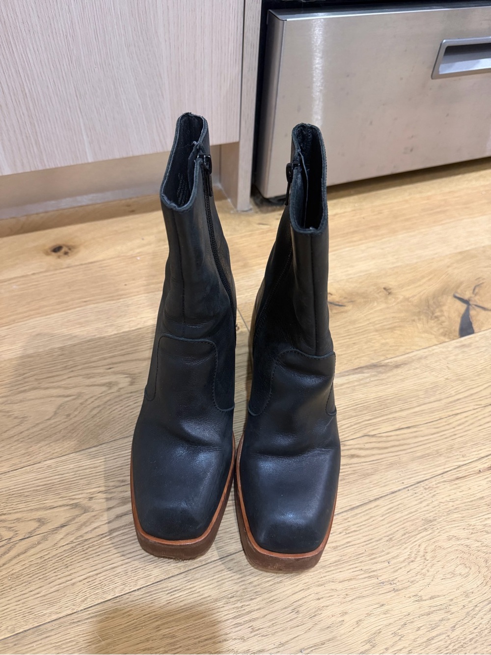 Free People Black Ruby Leather Platform Boots